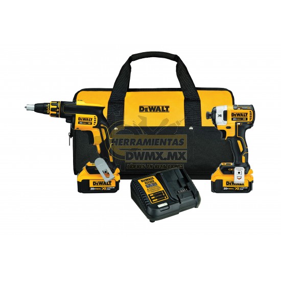 KIT DESTORNILLADOR DE IMPACTO INALAMBRICO, DESTORNILLADOR INALAMBRICO, BATERÍA DE IONES DE LITIO DE 20 V, 4 AH DEWALT DCK267M2